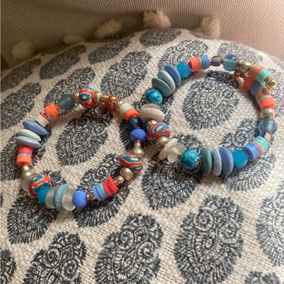 2 piece Handmade bracelet set /stack,African glass beads. - Picture 15 of 16